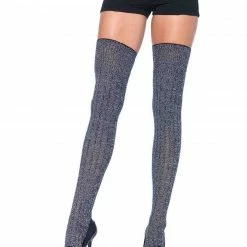Leg Avenue Thigh High Stockings In Heather Grey Knit Sock Obsession