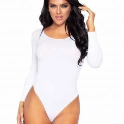 Leg Avenue Flawless Opaque Long Sleeve Bodysuit White