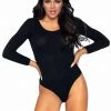 Leg Avenue Flawless Opaque Long Sleeve Bodysuit Black