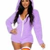 Leg Avenue Fluffy Cuddle Kitty Long Sleeve One-piece Suit In Lavender Costumes