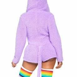 Leg Avenue Fluffy Cuddle Kitty Long Sleeve One-piece Suit In Lavender Costumes