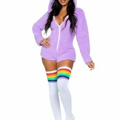 Leg Avenue Fluffy Cuddle Kitty Long Sleeve One-piece Suit In Lavender Costumes 6 Leg Avenue Fluffy Cuddle Kitty Long Sleeve One-piece Suit In Lavender Costumes