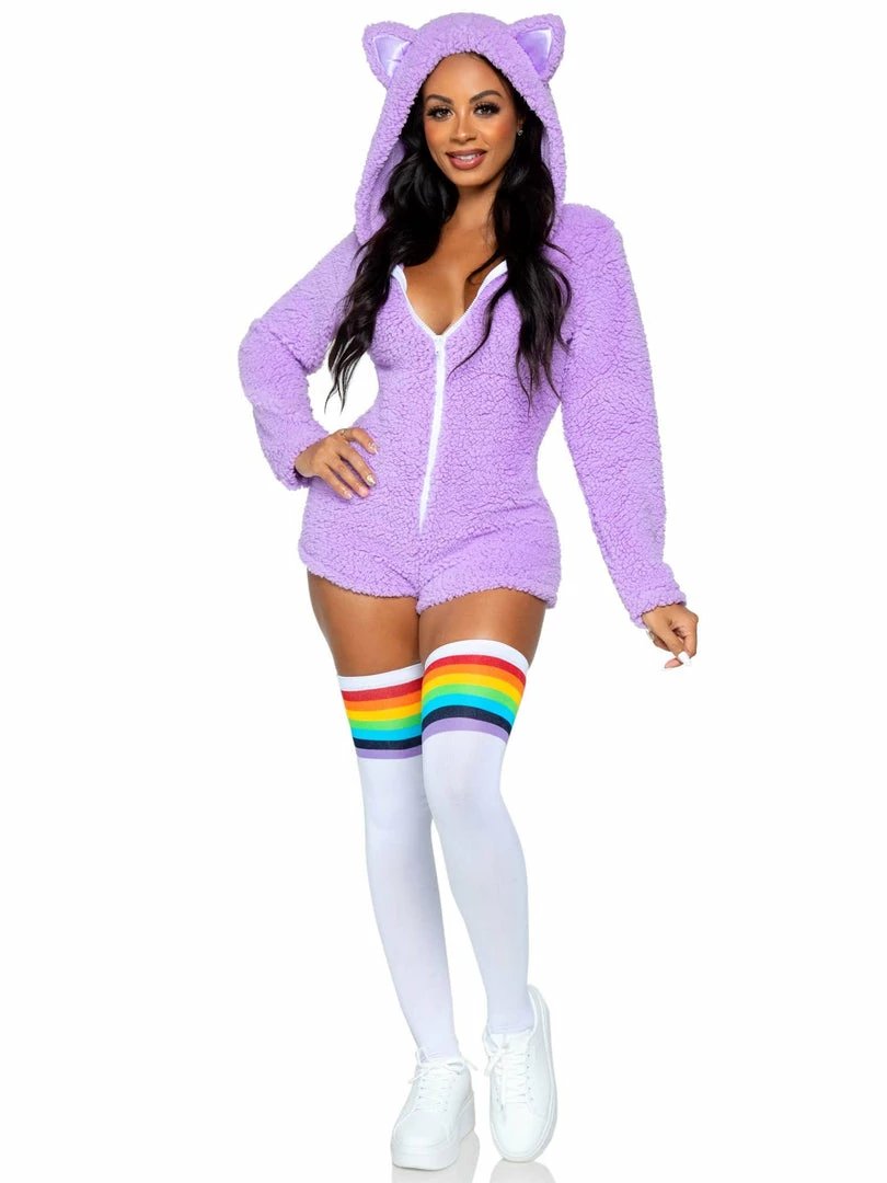 Leg Avenue Fluffy Cuddle Kitty Long Sleeve One-piece Suit In Lavender Costumes 3 Leg Avenue Fluffy Cuddle Kitty Long Sleeve One-piece Suit In Lavender Costumes