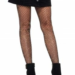 Leg Avenue Hologram Has Landed Glitter Shimmer Fishnet Tights In Black With Gold