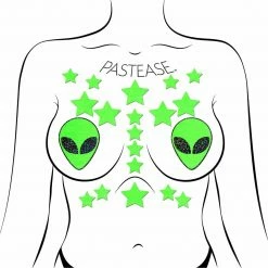 See Ya At The Festie! Glow-In-The-Dark Alien Pasties With Mini And Baby Glow Stars By Pastease®