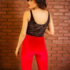 The Sugarpuss Collection Crushed Velvet Crop Tank In Black