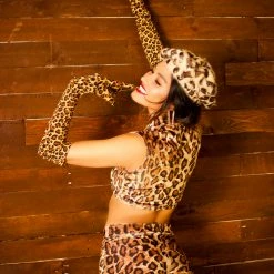 The Sugarpuss Collection Plush Velvet Highwaist Cheeky Shorts In Leopard