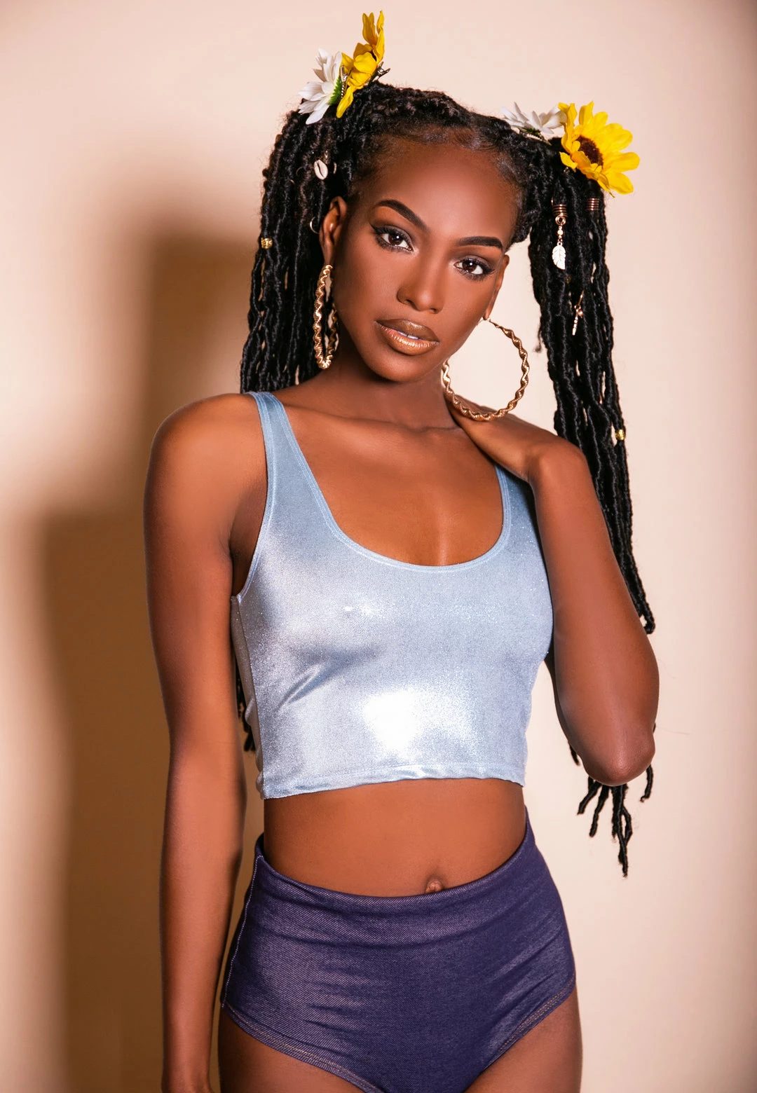 The Sugarpuss Collection Hologram Crop Tank In Baby Blue Rollergirls And Disco Babes 1 The Sugarpuss Collection Hologram Crop Tank In Baby Blue Rollergirls And Disco Babes