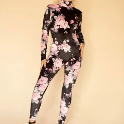The Sugarpuss Collection Mona Lisa Vito Floral Catsuit With Open Back