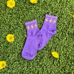 The Sugarpuss Collection Purple Lightning Ankle Socks Rollergirls And Disco Babes