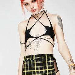 The Sugarpuss Collection See Ya At The Festie! Retro Plaid Highwaist Mesh Panel Cheeky Shorts In Black And Yellow 12 The Sugarpuss Collection See Ya At The Festie! Retro Plaid Highwaist Mesh Panel Cheeky Shorts In Black And Yellow