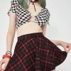 The Sugarpuss Collection Retro Plaid Flirty Circle Skirt In Black And Red Modern Plaids