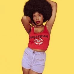 The Sugarpuss Collection Lips Tank In Red With Red Lips