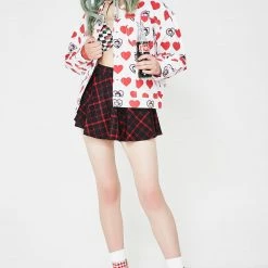 The Sugarpuss Collection Retro Plaid Flirty Circle Skirt In Black And Red Modern Plaids