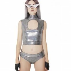 The Sugarpuss Collection Hologram Lowrise Cheeky Bottoms In Silver And Gold