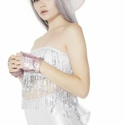 The Sugarpuss Collection Hologram Highwaist Flutter Bottoms In White Hologram Has Landed