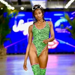 The Sugarpuss Collection Highcut Onepiece Swimsuit With Thong Back In Neon Green Zebra With Neon Pink Trim 7 The Sugarpuss Collection Highcut Onepiece Swimsuit With Thong Back In Neon Green Zebra With Neon Pink Trim