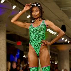 The Sugarpuss Collection Highcut Onepiece Swimsuit With Thong Back In Neon Green Zebra With Neon Pink Trim 8 The Sugarpuss Collection Highcut Onepiece Swimsuit With Thong Back In Neon Green Zebra With Neon Pink Trim