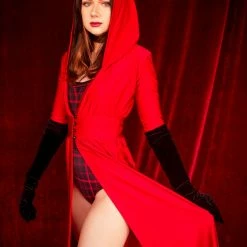 The Sugarpuss Collection Hooded Duster Robe In Red Costumes
