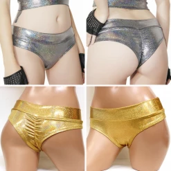 The Sugarpuss Collection Hologram Lowrise Cheeky Bottoms In Silver And Gold