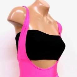 The Sugarpuss Collection Neons! Black Lycra Bandeau : Swim Bikini Top Solid Black