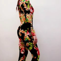 The Sugarpuss Collection Mona Lisa Vito Floral Catsuit With Zipper Back Costumes