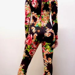 The Sugarpuss Collection Mona Lisa Vito Floral Catsuit With Zipper Back Costumes