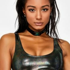 The Sugarpuss Collection Oil Slick Mini Swim Tank Oil Slick & Dark Metallic Swim