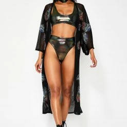 The Sugarpuss Collection Oil Slick Highcut Tank Bikini Oil Slick & Dark Metallic Swim