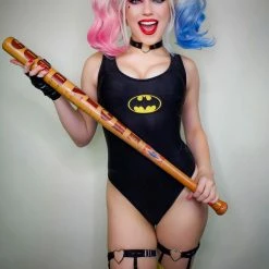 The Sugarpuss Collection Dark Bat Hero Scoopneck Bodysuit In Black Bodysuits