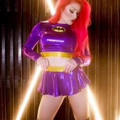 The Sugarpuss Collection Purple Bat Hero Costume Set With Long Sleeve Top And Mini Skirt Costumes