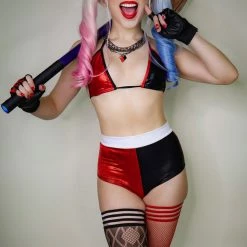 The Sugarpuss Collection Costumes Harlequin Black And Red Cheeky Shorts