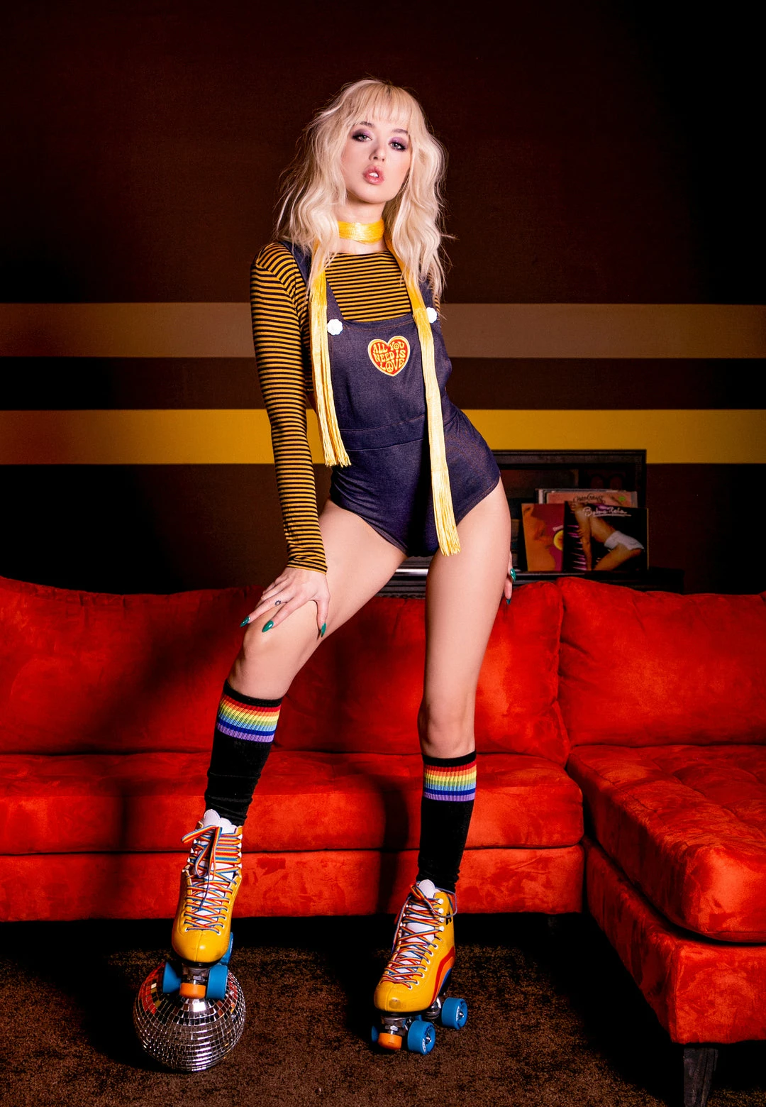 The Sugarpuss Collection Pin Up Overalls In Stretch Denim With Retro Patch 1 The Sugarpuss Collection Pin Up Overalls In Stretch Denim With Retro Patch