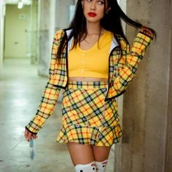 The Sugarpuss Collection As If Yellow Plaid Costume Set With Ruffle Skirt Modern Plaids
