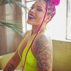 The Sugarpuss Collection Neon Crushed Velvet High Cut Halter Bodysuit In Yellow