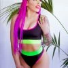 The Sugarpuss Collection Neons! Neon Trim Bikini With Sporty Top And Highcut Thong