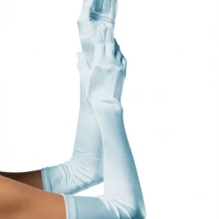 The Sugarpuss Collection Sales Shop 24 Leg Avenue Satin Opera Length Gloves In Light Blue Accessories