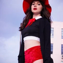 The Sugarpuss Collection Red Metallic Velvet Cheeky Shorts Shorts & Pin-Up Bottoms 6 The Sugarpuss Collection Red Metallic Velvet Cheeky Shorts Shorts & Pin-Up Bottoms