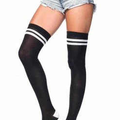 Leg Avenue Ribbed Athletic Thigh High Socks In Black See Ya At The Festie!