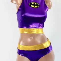 The Sugarpuss Collection Purple Bat Hero Costume Set With Racerback Top And Lowrise Bottoms Costumes