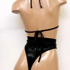 The Sugarpuss Collection Oil Slick & Dark Metallic Swim Hologram Highcut Triangle Bikini In Black