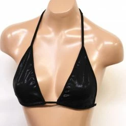 The Sugarpuss Collection Oil Slick & Dark Metallic Swim Hologram Highcut Triangle Bikini In Black