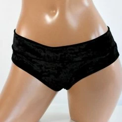 The Sugarpuss Collection See Ya At The Festie! Crushed Velvet Low Rise Cheeky Bottoms In Black