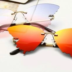 The Sugarpuss Collection 70s Bells & Retro Tops Butterfly Reflective Glasses In Orange And Red