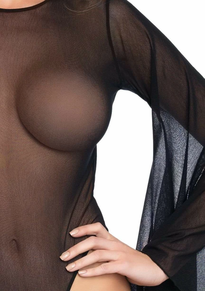 The Sugarpuss Collection Mesh Bell Sleeve Bodysuit In Black 5 The Sugarpuss Collection Mesh Bell Sleeve Bodysuit In Black