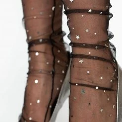 Leg Avenue Tulle Anklet Socks With Stars And Moon In Black Sock Obsession