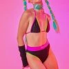The Sugarpuss Collection Neon Trim Bikini With Triangle Top And Highcut Cheeky Bottoms Neons!