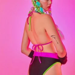 The Sugarpuss Collection Neon Trim Bikini With Triangle Top And Highcut Cheeky Bottoms Neons!