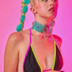 The Sugarpuss Collection Neon Trim Bikini With Triangle Top And Highcut Cheeky Bottoms Neons!