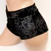 The Sugarpuss Collection See Ya At The Festie! Crushed Velvet Highwaist Cheeky Shorts In Black